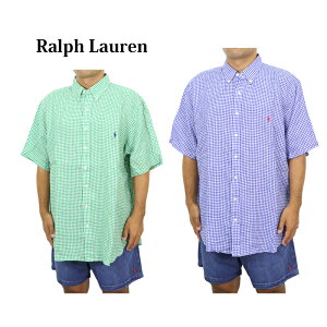 [BIG & TALL]ポロ ラルフローレン メンズ リネン ギンガムチェック ボタンダウン 半袖シャツ 麻 ワンポイント ビッグサイズ 大きいサイズ Ralph Lauren Men's "CLASSIC FIT" Linen s/s Shirts US