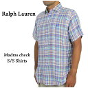 ラルフローレン ポロ ラルフローレン 麻 リネン ボタンダウン 半袖シャツ マドラスチェック クラシックフィット POLO Ralph Lauren CLASSIC FIT LINEN S/S B.D.Shirts US