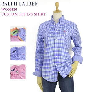 Women Ralph Lauren "CUSTOM FIT" Gingham L/S Shirt ラルフローレン USレディース 長袖シャツ ワンポイント ブラウス 長袖シャツ　ギンガムチェック