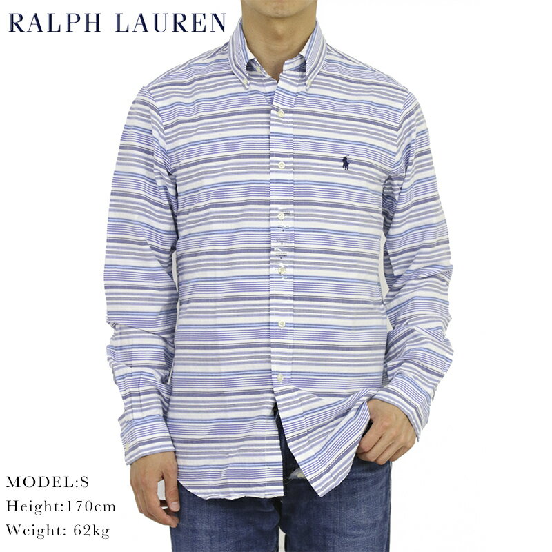 ポロ ラルフローレン シアサッカー ボタンダウン 長袖シャツ ボーダー クラシックフィット POLO Ralph Lauren Men’s "CLASSIC FIT" Seersucker B.D.Shirts US