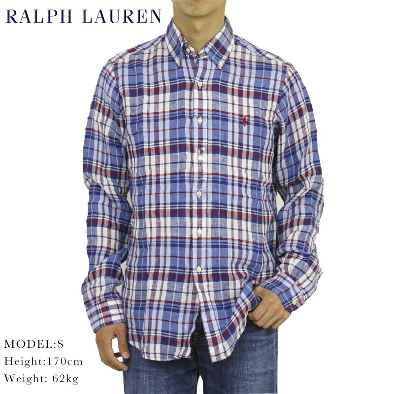 ポロ ラルフローレン リネン ボタンダウン 長袖シャツ マドラスチェック クラシックフィット POLO Ralph Lauren Men's 