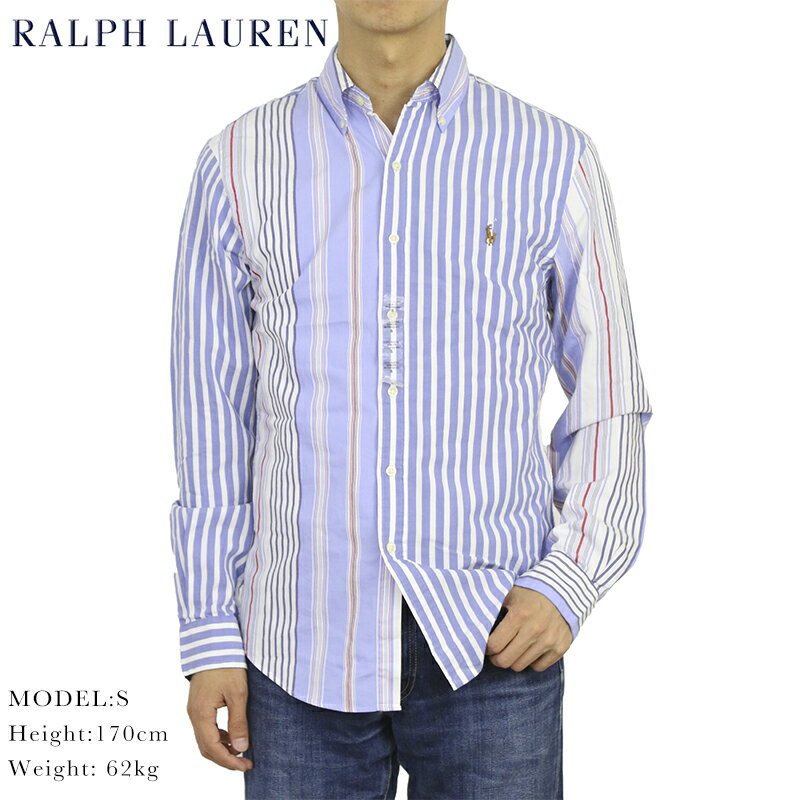 ポロ ラルフローレン スリムフィット マルチストライプ ボタンダウン 長袖シャツ ワンポイント POLO Ralph Lauren Men’s "SLIM FIT" Oxford B.D.Shirts US