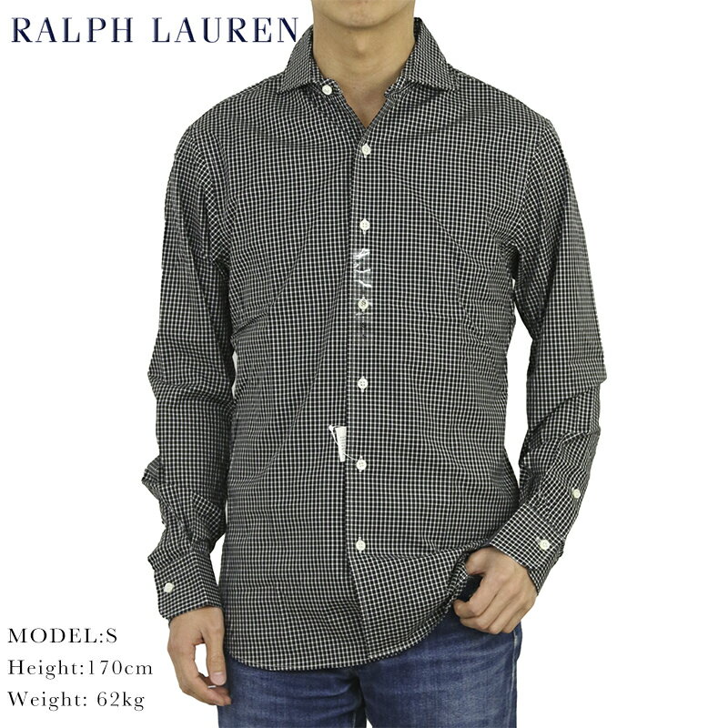 ポロ ラルフローレン スリムフィット ストレッチポプリン ワイドカラー チェック 長袖シャツ POLO Ralph Lauren Men's "SLIM FIT" Stretch Poplin Spread Shirts US (ups)