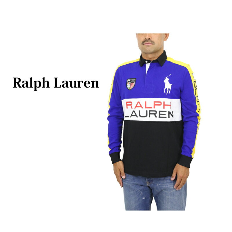 ݥ ե  ॹեå ѥͥ ӥåݥˡ Ĺµ 饬 POLO Ralph Lauren Men's Cotton CUSTOM SLIM FIT Panelled Big Pony l/s Rugby Shirt US