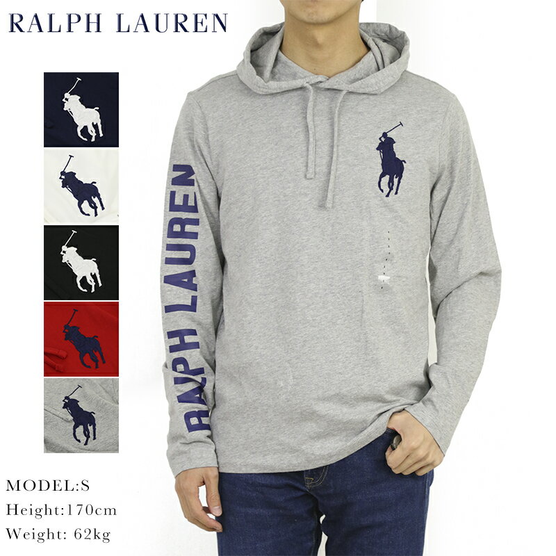 ポロ ラルフローレン メンズ ビッグポニー刺繍 フード付き 長袖Tシャツ アメリカ国旗プリント POLO Ralph Lauren Men's Hooded l/s BIG PONY T-shirts US