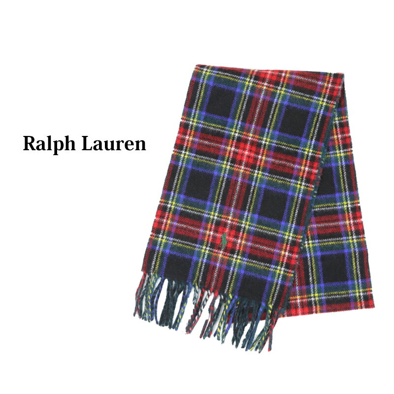 ラルフローレン ポロ ラルフローレン ダブルフェイス ウール混紡 スカーフ マフラー (BLACK/GREEN) POLO Ralph Lauren Double-Faced Scarf