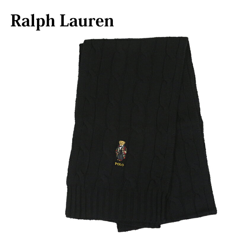 ラルフローレン ポロ ラルフローレン ポロベアー刺繍 スカーフ マフラー (BLACK/C.DUFFLE) POLO Ralph Lauren "POLO BEAR" Scarf