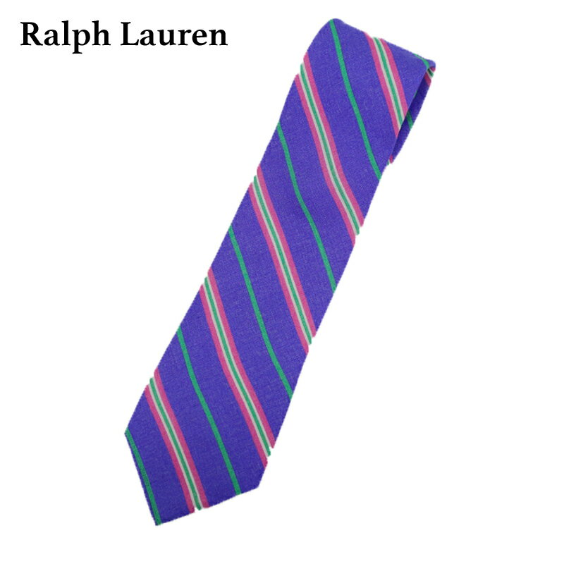 ストライプ ポロ ラルフローレン リネン ネクタイ レジメンタル ストライプ POLO by Ralph Lauren Linen Striped Necktie (BLUE) US