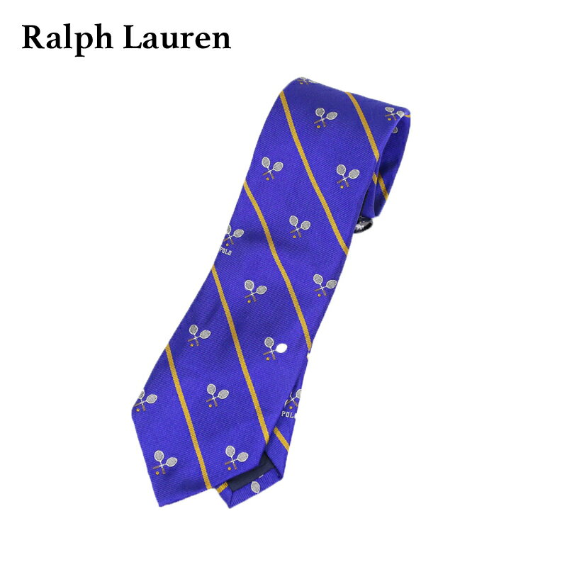 ラルフローレン ネクタイ ポロ ラルフローレン シルク ネクタイ レジメンタル ストライプ クロスラケット POLO by Ralph Lauren Silk Cross Racket Striped Necktie (BLUE) US