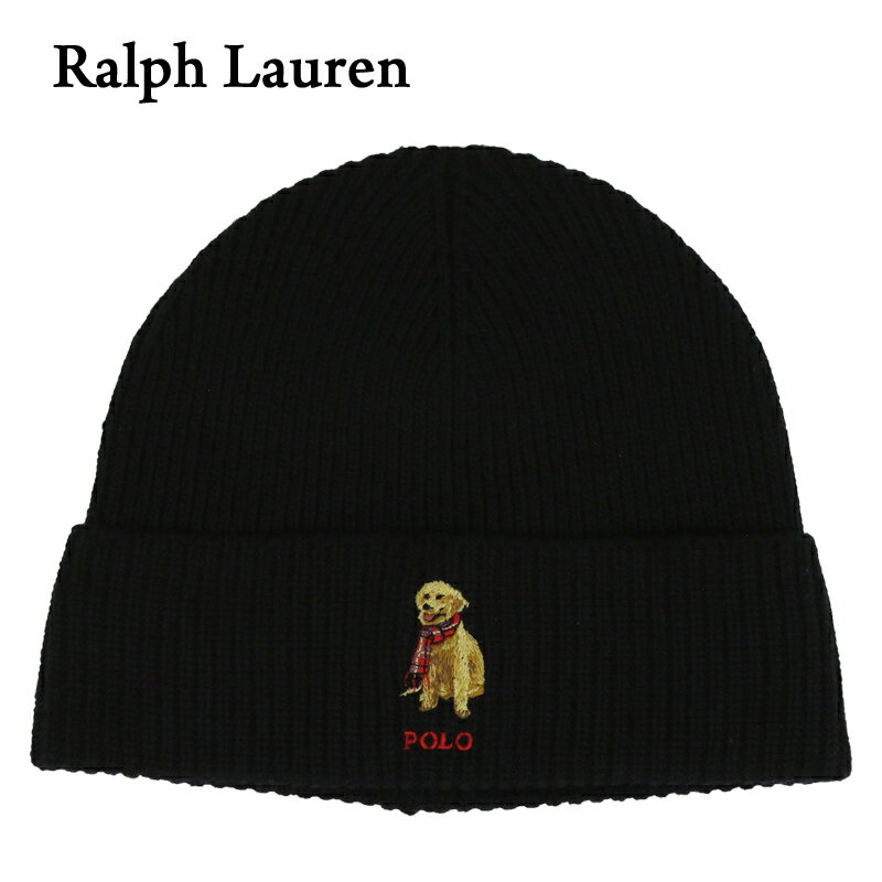 ポロラルフローレン ニット帽 メンズ ポロ ラルフローレン 犬刺繍 アクリル/ナイロン/ウール ニットキャップ (BLACK/GOLDEN RETRIEVER) Polo Ralph Lauren Dog Watch Cap US ニット帽 (UPS)