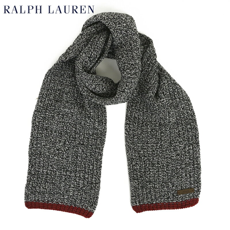 ラルフローレン POLO Ralph Lauren Wool Rag Scarf (BLACK/WHT) ラルフローレン ダブルフェイスのウール混紡 スカーフ マフラー