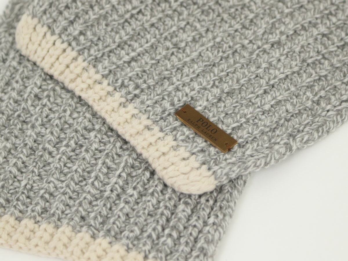 POLO by Ralph Lauren Wool Rag Scarf (FAWN GREY) ラルフローレン ダブルフェイスのウール混紡 スカーフ マフラー