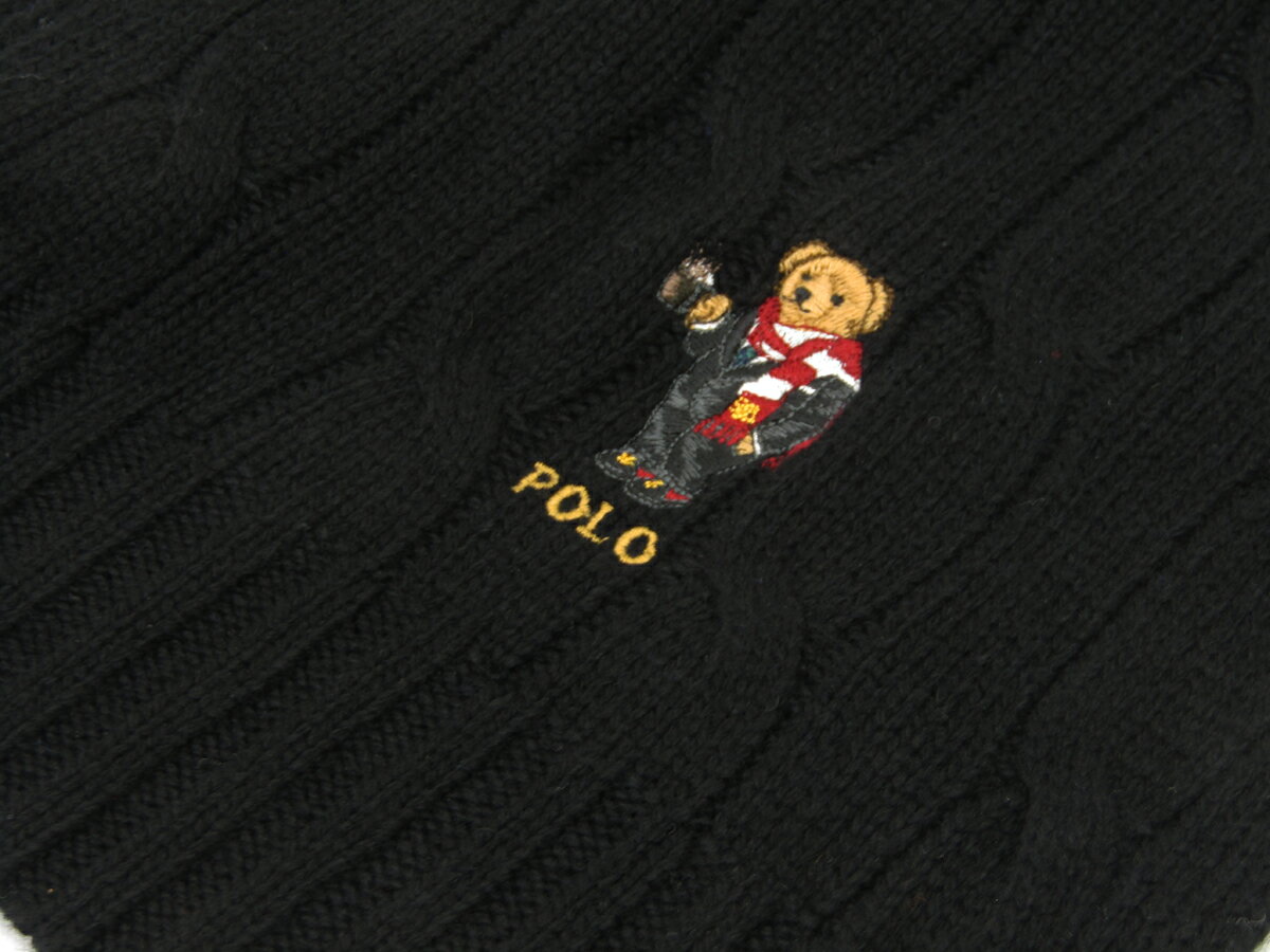 ポロ ラルフローレン ポロベアー刺繍 スカーフ マフラー (BLACK/GLASS) POLO by Ralph Lauren 