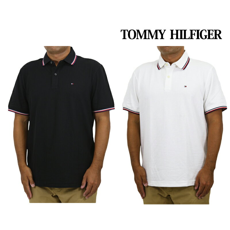 トミーヒルフィガー メンズ レギュラーフィット 半袖 鹿の子 ライン ポロシャツ 無地 ワンポイント TOMMY HILFIGER Men's 