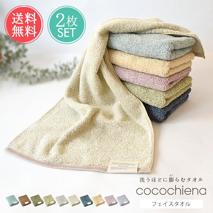 フェイスタオル 2枚セット cocochiena2 ココチエナ2 メール便送料無料【 タオル フェイスタオル セット 綿 吸水 抗菌 防臭 おしゃれ 薄手 コットン 臭わない スイッチパイル マイクロファイバー 綿100 プレゼント ギフト】バレンタイン