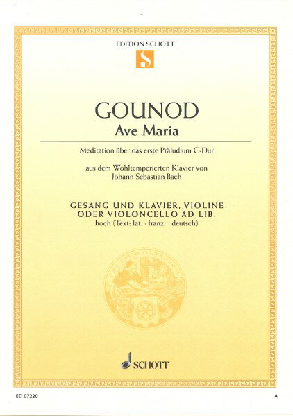 ֥ޡ ڳ衦ڽۤ㤨ֳ ڼʡۡڼǼ1֡10͢ ޥꥢ ʹѡ Opt ViolinCello Ave Maria (High Voice /Charles Gounod / Johann Sebastian Bachڥ᡼ؤξ̵ۡפβǤʤ2,310ߤˤʤޤ