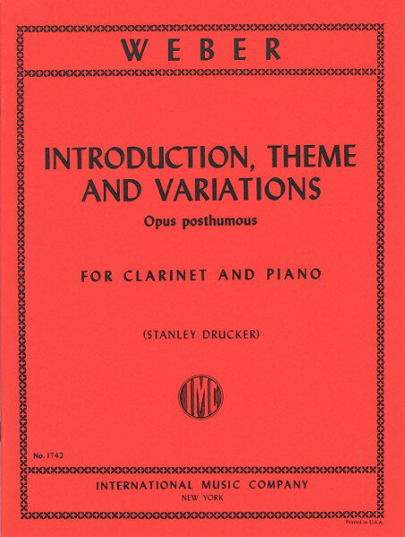楽譜 【取寄品】【取寄時、納期1週間～10日】輸入 クラリネットソロ 序奏、主題と変奏 （Clarinet ＆ Piano） Introduction Theme and Variations /Carl Maria von Weber【メール便を選択の場合送料無料】