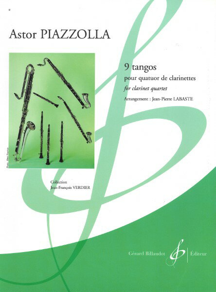 楽譜 輸入 クラリネットアンサンブル 9つのタンゴ（Bb Clarinet x 3 ＆ Bass Clarinet） 9 Tangos (Clarinet Quartet) /Astor Piazzolla