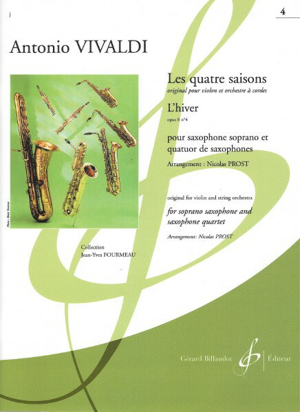 楽譜 【取寄品】【取寄時、納期1週間〜10日】輸入 サックスアンサンブル 四季より「冬」 （Sax Quintet ／ S．Solo ＆ SATB（SSTB）） L’hiver (Les Quatre Saisons Op. 8 No. 4) /Antonio Vivaldi【沖縄・離島以外送料無料】