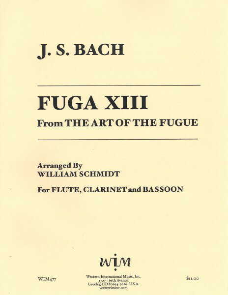 楽譜 【取寄品】【取寄時、納期1週間〜10日】輸入 木管アンサンブル フーガの技法 第13番 （Flute／Clarinet／Bassoon） Fuga 13 (Art of the Fugue) (Woodwind Trio) /J.S. Bach【メール便を選択の場合送料無料】