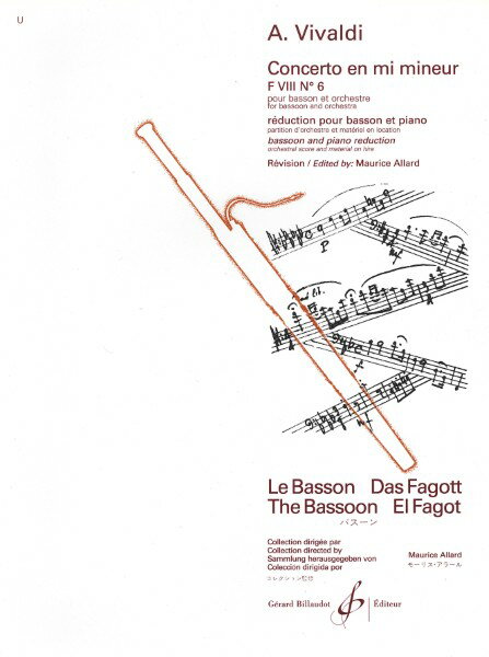 楽譜 【取寄品】【取寄時、納期1週間〜10日】輸入 バスーンソロ 協奏曲 ホ短調 F VIII No．6 （Bassoon ＆ Piano） Concerto in Mi Mineur F VIII No. 6 /Antonio Vivaldi【メール便を選択の場合送料無料】