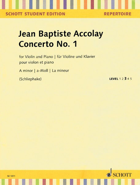 楽譜 輸入 バイオリンソロ ヴァイオリン協奏曲 第1番 イ短調 （Violin ＆ Piano） Violin Concerto No. 1 in A Minor /Jean Baptiste Accolay