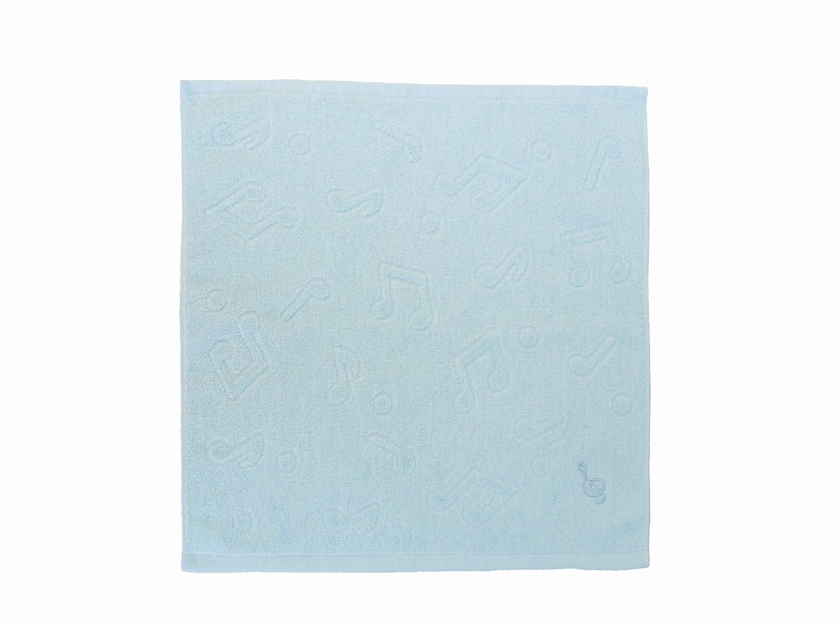 【取寄品】K20237-BL 音楽物語ト音記号刺繍付ウォッシュタオル（ブルー）袋入