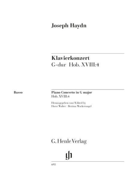 楽譜 【取寄品】SEB134 輸入 ハイドン／ピアノ（またはチェンバロ）協奏曲 ト長調 Hob． XVIII：4 （通奏低音・パート譜）《輸入通奏低