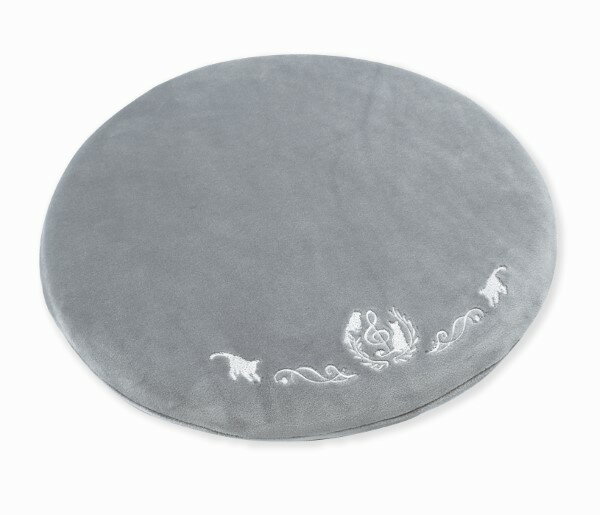 【取寄品】【取寄時、納期1週間〜10日】もちもちラウンドクッション グレー 音楽とネコ【メール便不可..