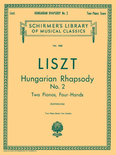 楽譜 【取寄品】【取寄時、納期1週間〜10日】輸入 ハンガリー狂詩曲第2番（2P4H） Hungarian Rhapsody No. 2 (set) /Franz Liszt【メール便を選択の場合送料無料】