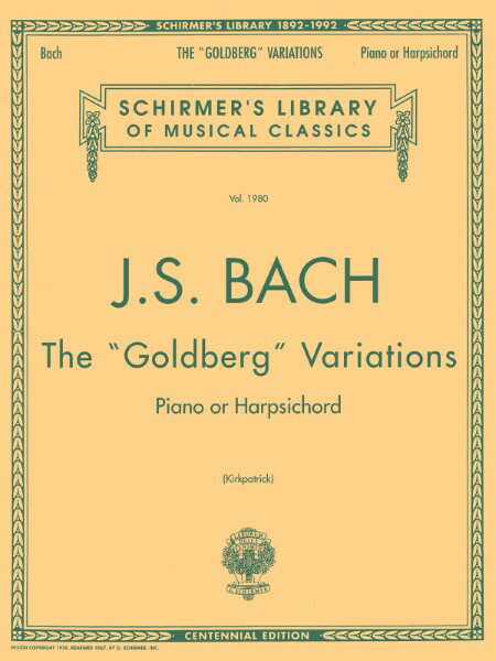 楽譜 輸入 ゴルドベルグ変奏曲 Goldberg Variations /Johann Sebastian Bach