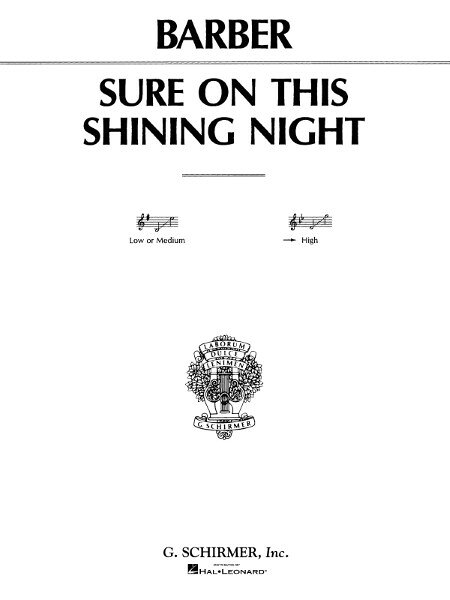 楽譜 【取寄品】【取寄時、納期1週間〜10日】輸入 この輝ける夜に Op． 13 No． 3 Sure on This Shining Night (High Voice) /Samuel Barber
