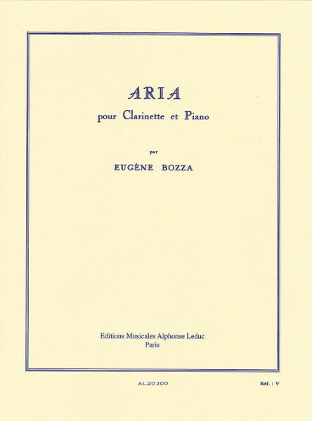 楽譜 【取寄品】【取寄時、納期1週間～10日】輸入 クラリネットソロ アリア Aria (Clarinet & Piano) /Eugene Bozza【メール便を選択の場合送料無料】