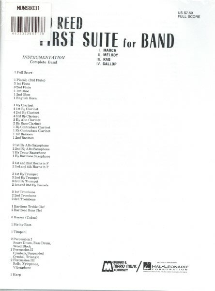 樂天商城 - 楽譜 【取寄品】MUNS8031 輸入 第一組曲（アルフレッド・リード）（スコアのみ）【FirstSuiteForBand】【沖縄・離島以外送料無料】
