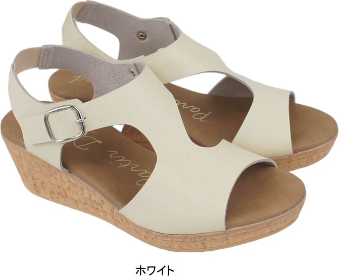 サンダル レディース ストラップ 日本製 ウエッジ ヒール ソール ぺたんこ フラッ...
