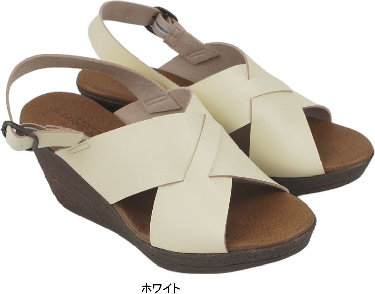 サンダル レディース ストラップ 日本製 ウエッジ ヒール ソール ぺたんこ フラッ...