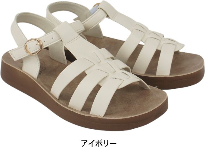 サンダル レディース グルカサンダル フラット ペタンコ ローヒール ストラップ コ...