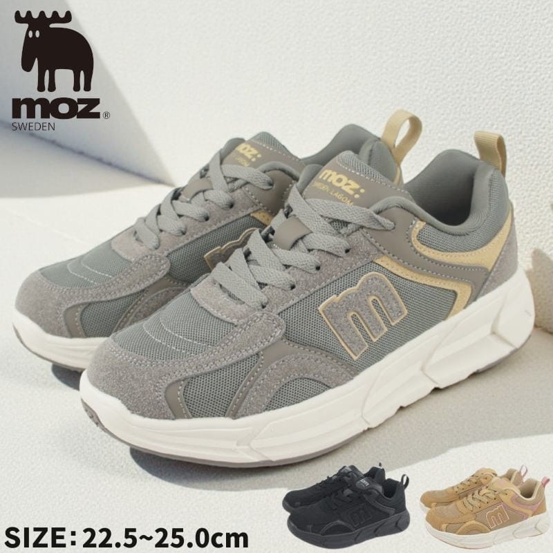 乐天商城 - モズ moz スニーカー レディース 靴 おしゃれ かわいい シンプル 軽量 軽い クッション スウェーデン 北欧 春 夏 秋 冬 厚底 歩きやすい 通勤 通学 疲れない 黒 ブラック ブランド armoz1308