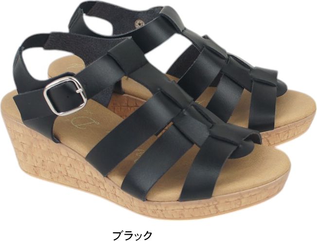 サンダル レディース ストラップ 日本製 ウエッジ ヒール ソール ぺたんこ フラッ...
