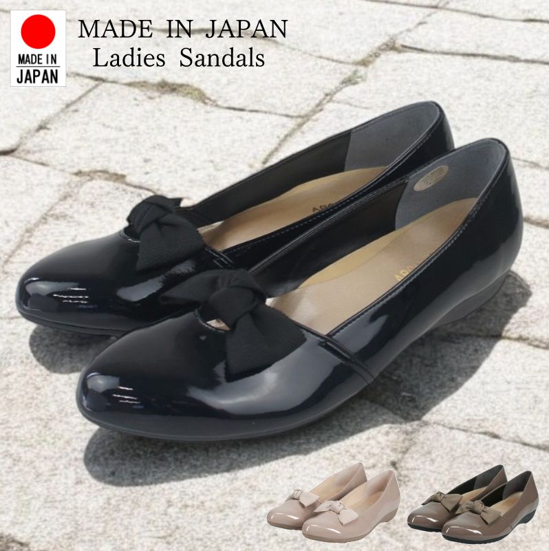 杏仁头 - パンプス レディース 痛くない 歩きやすい ローヒール 黒 アーモンドトゥ リボン飾り 靴 フラット ぺたんこ ソール バレエ 仕事 コンフォート シューズ アーチコンタクト nc39283