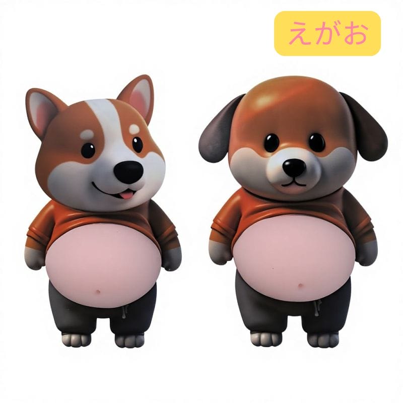 【メール便】 いぬ 犬 イラスト キャラクター おなか ぷにぷに シール ぷくぷくシール 可愛い 3D 立体 シール 立体 手帳シール 3D クリア シール ぷっくり 装飾用 ごほうびシール 手帳 日記帳 ona1 ablyaplus-10006321 靴専門店『アベリア』plus サンプル画像3
