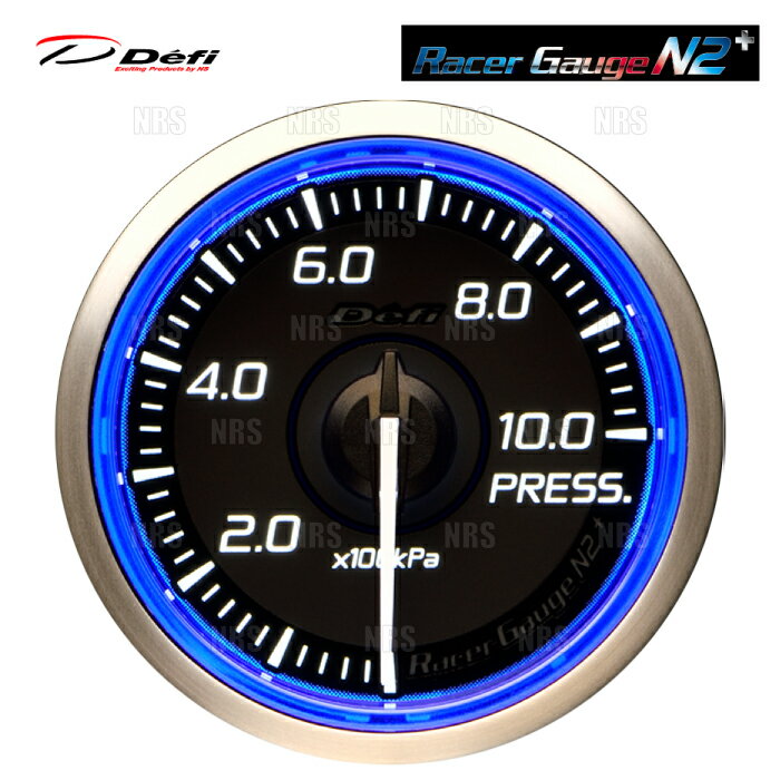 Defi デフィ レーサーゲージN2+ (φ52/ブルー) 圧力計 (油圧計/燃圧計) 0～1000kPa (DF19201