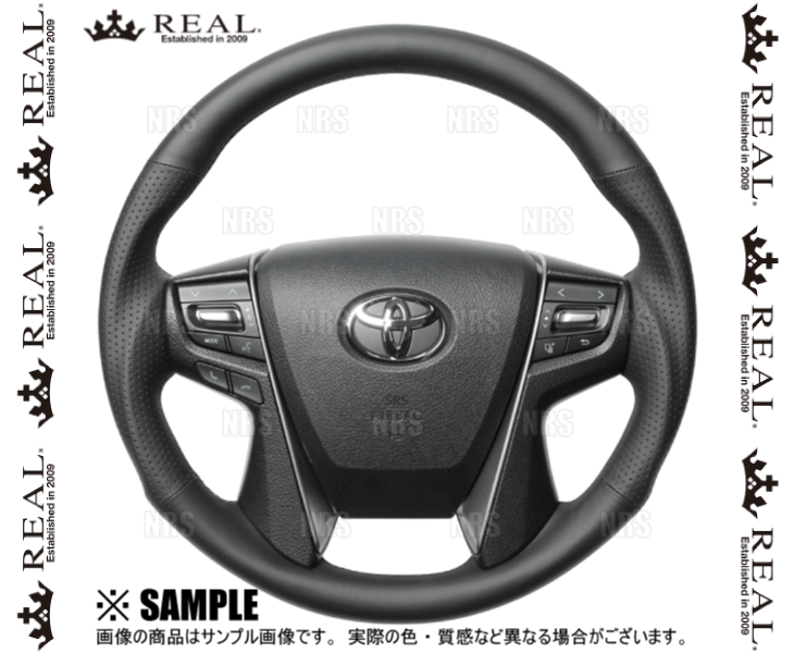 REALレアルプレミアム(ラウンドシェイプ/ナッパオールレザー/ブラックユーロステッチ)ランドクルーザーURJ202W15/8~(H30P-LPB-BK