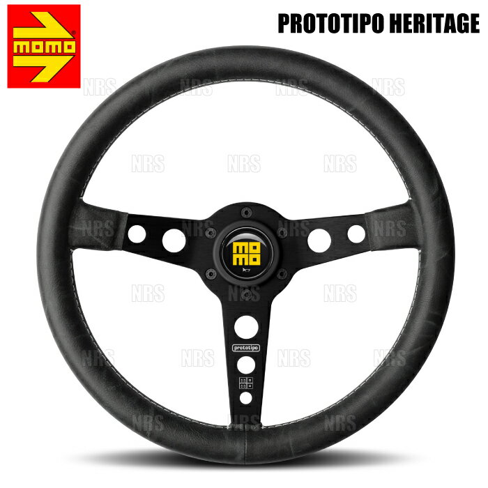 MOMO モモ PROTOTIPO HERITAGE VINTAGE LEATHER プロトタイプ ヘリテージ ヴィンテージ レザー 350mm ブラックレザー/ブラック (HL-09