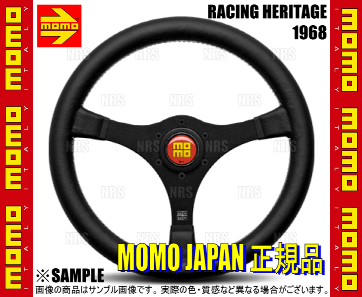 MOMO モモ RACING HERITAGE 1968 レーシングヘリテージ 350mm エクストラスムースブラックレザー/黒色アルマイト/ホワイトステッチ (RH-01