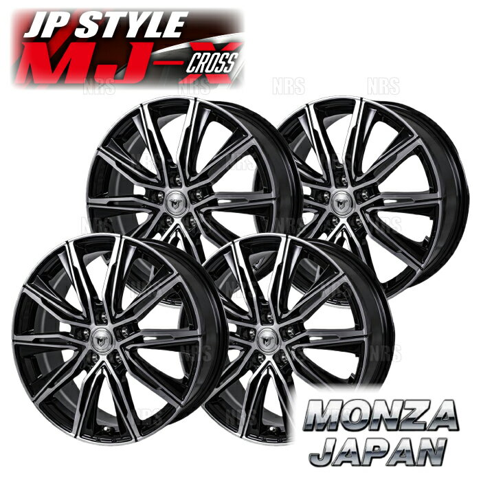 楽天エービーエムストアMONZA モンツァ JP STYLE MJ-X （4本セット） 7.5J x 19 インセット+40 PCD114.3 5穴 ブラックメタリック ポリッシュ （MJX-751940-114-4S