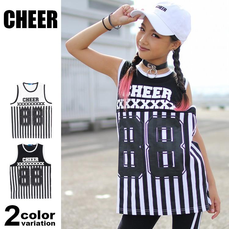 CHEER (チアー) タンクトップ ノースリーブ ストライプ ナンバリング レディース キッズ ジュニア ダンス スポーツジム フィットネス [CX812115] 【あす楽対応】 【メール便対応】