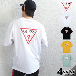 ゲス ペアTシャツ ゲス GUESS ビッグ Tシャツ 半袖 メンズ レディース Original Triangle Logo Back Print S/S Tee (guess tシャツ ビッグロゴ ティーシャツ T-SHIRTS カットソー トップス MJ2K9418) 【あす楽対応】 【メール便対応】