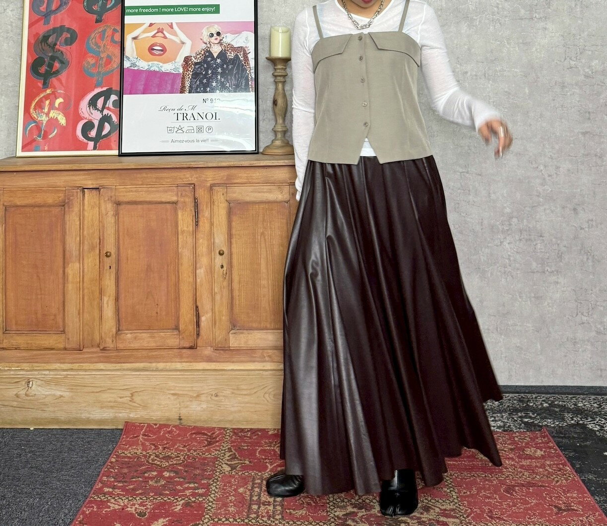 【TRANOI.】エコレザーサーキュラースカート 164R519