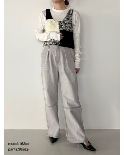 Rakuten - 【YENN】HIGH RISE TUCK WIDE（ライトグレー）[Y252-31067]